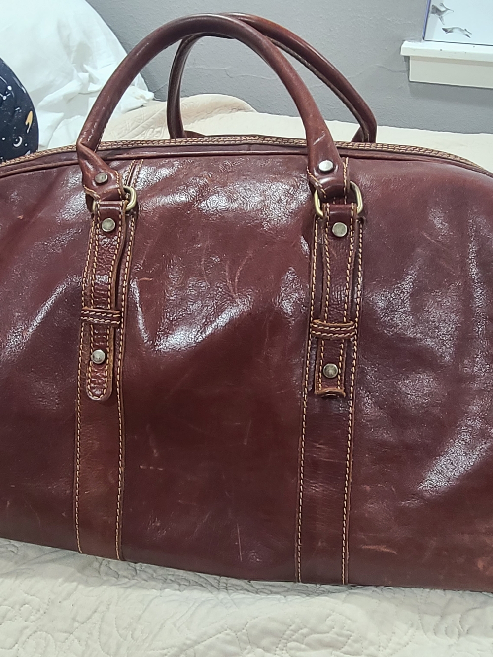 Men's Brown Leather Duffel Bag - Timeless Travel Carryall